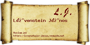 Lövenstein János névjegykártya